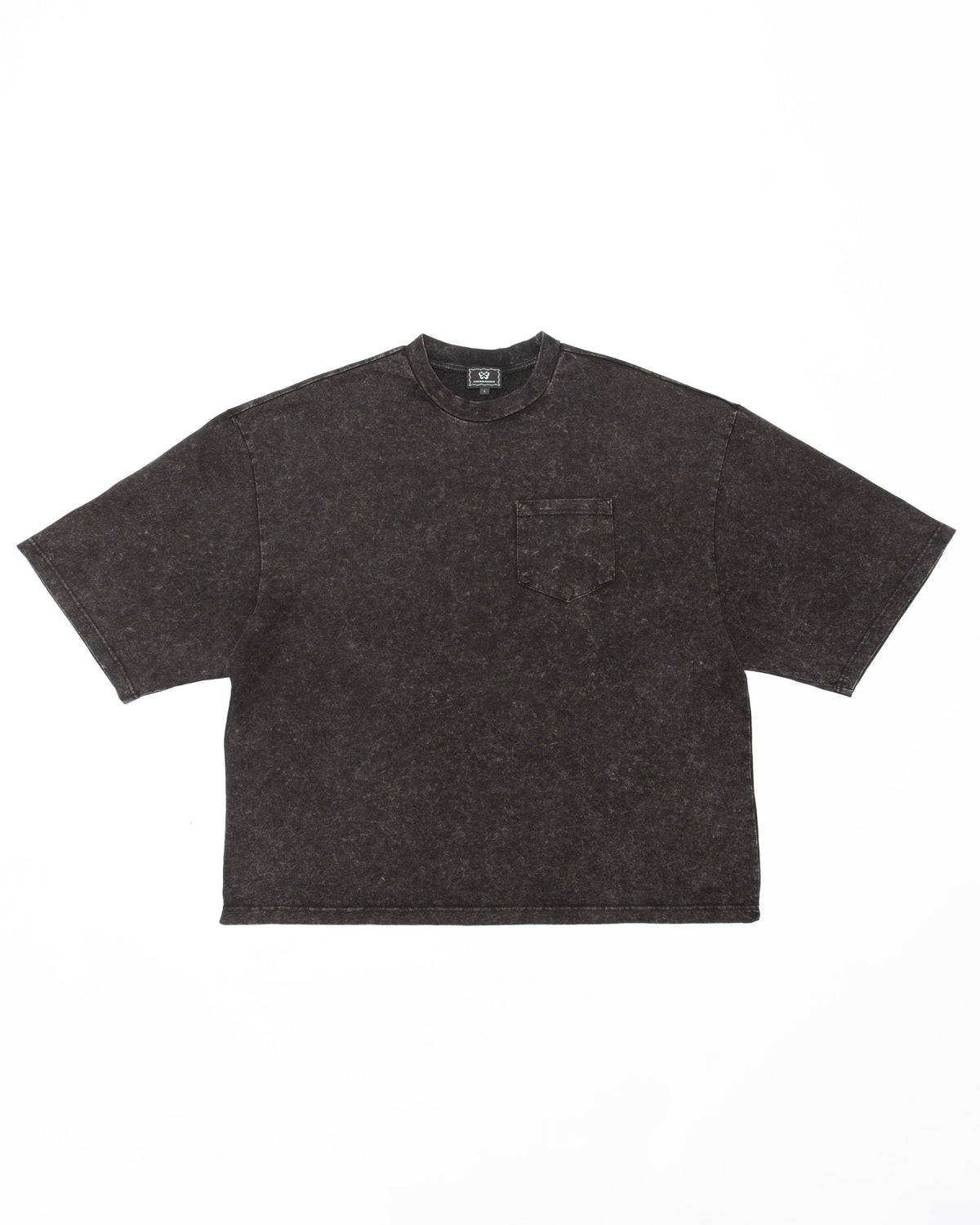 Front view of KROMANOX SPC012 Bloom Trace heavyweight acid-wash T-shirt with left chest pocket