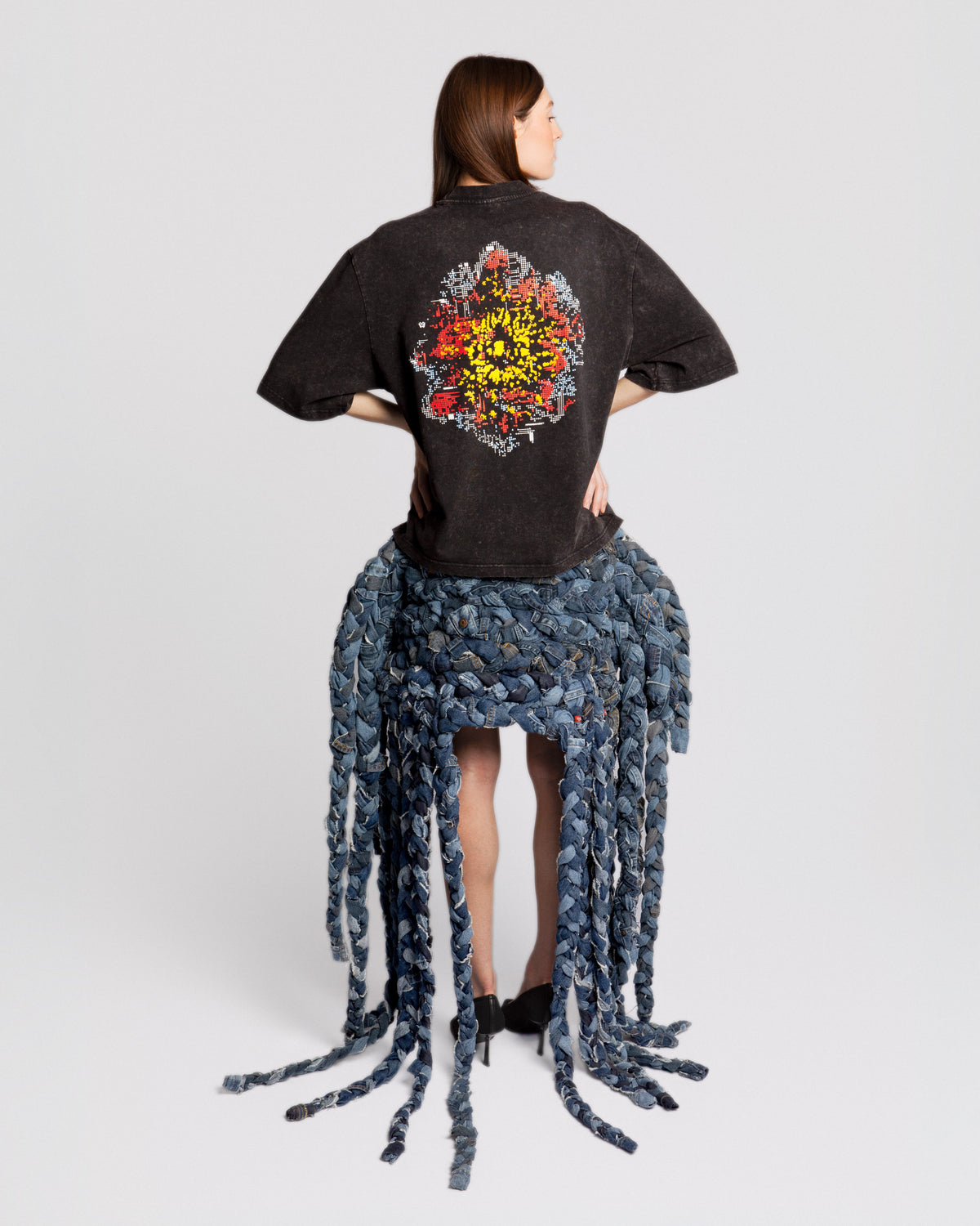Back view of KROMANOX SPC012 Bloom Trace T-shirt with multi-color screen printed artwork