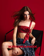 Model wearing KROMANOX T011 Silk Tie Top from KX-01 Formation